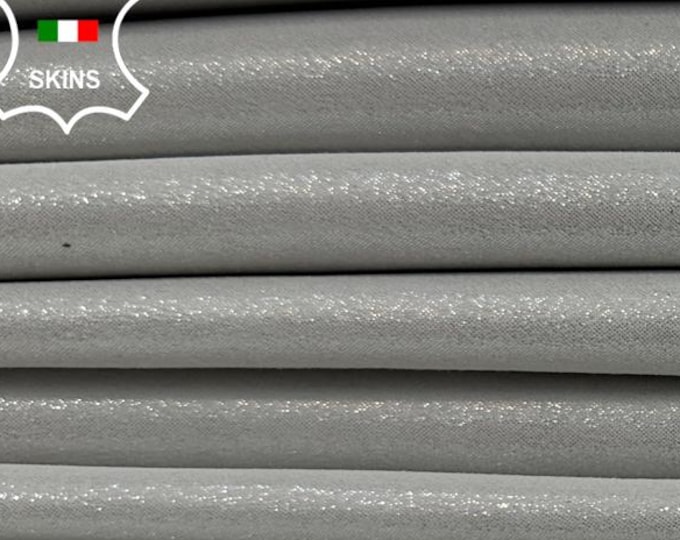 METALLIC SILVER SHIMMER Lame Print Italian Goatskin Goat leather pack 5 hides skins total 22+sqf 0.8mm #C5772