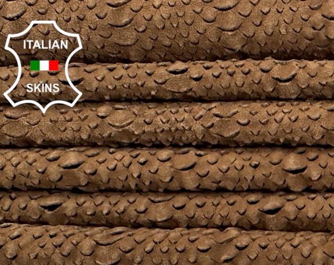 WASHED BROWN SNAKE Laser Engraved Soft Italian Goat leather pack 2 skins total 8sqf 0.8mm #C7516