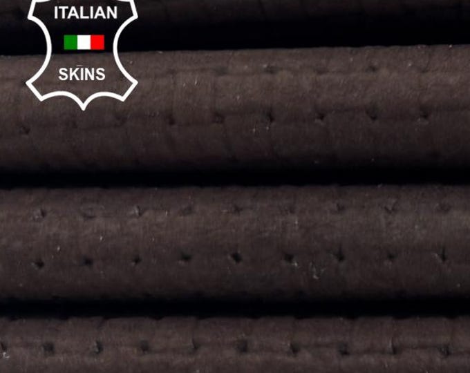 NATURAL DARK BROWN Printed Textured Vegetable Tan Soft Italian Lambskin Sheep Lamb leather hide hides skin skins 6+sqf 0.8mm #C6485