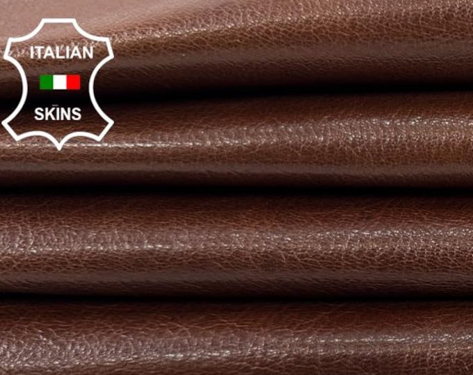 Delivered Duty paid - BROWN ROUGH VEGETABLE Tan Semi Shiny Strong Italian Goat leather pack 2 skins total 8sqf 1.0mm #C7537