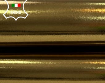 METALLIC BRASS OLD Gold Mirror Thick Strong Italian Goatskin Goat leather hide hides skin skins 5sqf 1.2mm #C3912
