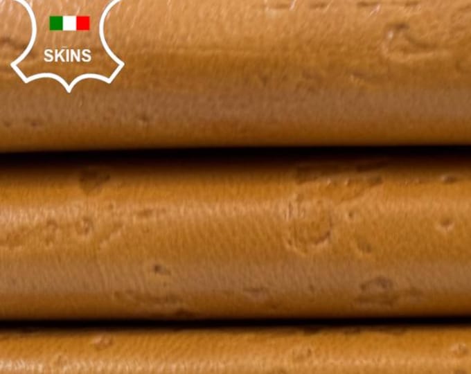 TAN TEXTURED PRINT Strong Italian Goatskin Goat Leather hide hides skin skins 3+sqf 0.9mm #C6386