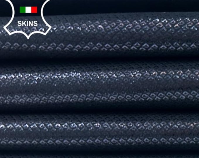METALLIC DARK BLUE Printed Italian Goatskin Goat leather pack 2 hides skins total 8sqf 0.7mm #C4704