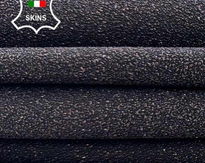 Delivered Duty Paid-COPPER PEARLISED GLITTERED Print On Black Shimmer Thick Italian Goat leather pack 3 skins total 12+sqf 1.4mm #C7030