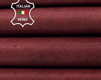 WINE BURNT WASHED Rustic Look Vegetable Tan Thick Soft Italian Lambskin Sheep Lamb leather hide hides skin skins 7sqf 1.2mm #C5544