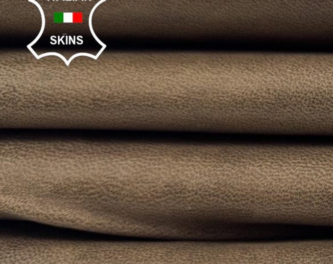 OLIVE BROWN ANTIQUED Vintage Look Italian Goatskin Goat leather hide hides skins skins 6+sqf 0.8mm #C6048