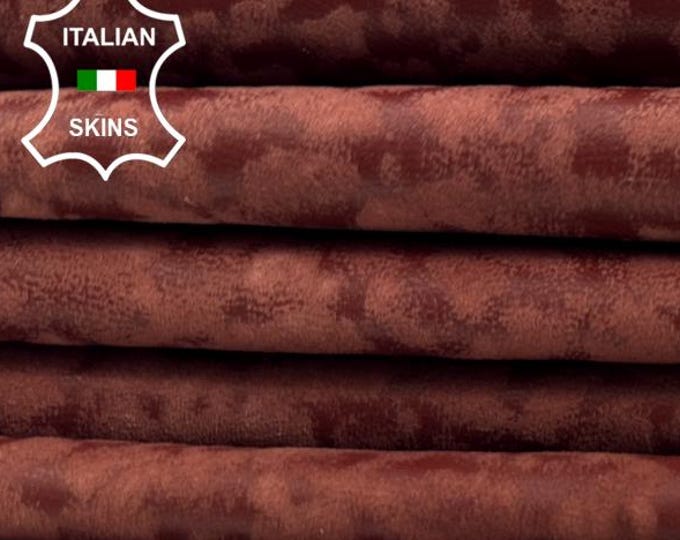 TERRACOTTA BROWN STONEWASH Vintage Look Thin Soft Italian Lambskin Sheep Lamb leather pack 2 hides skins total 10sqf 0.6mm #C5307