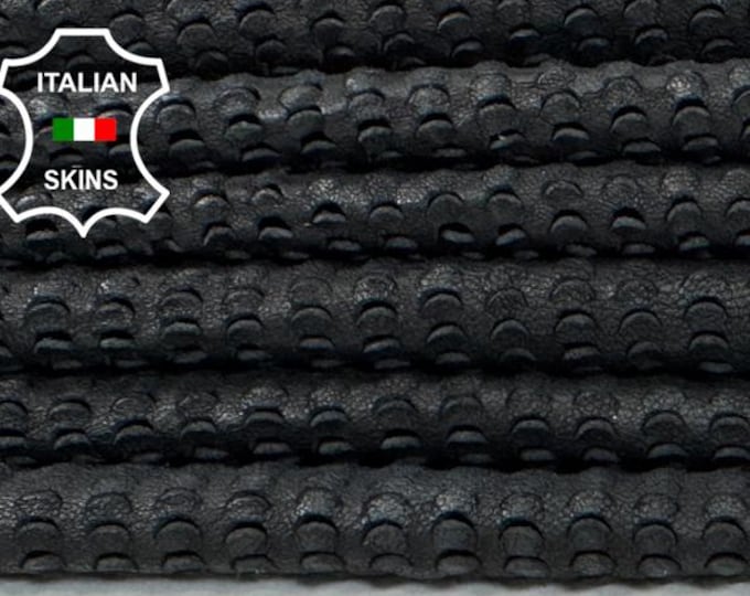 BLACK PERFORATED WASHED Vegetable Tan Soft Italian Lamb leather pack 2 skins total 10sqf 0.9mm #C7449