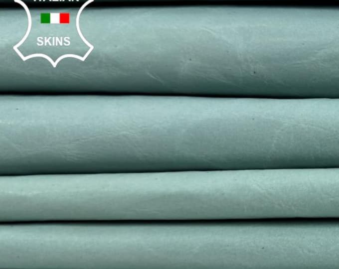 LIGHT BABY BLUE Wrinkled Vintage Look Thin Soft Italian Goatskin Goat leather pack 2 hides skins total 10+sqf 0.3mm #C6130