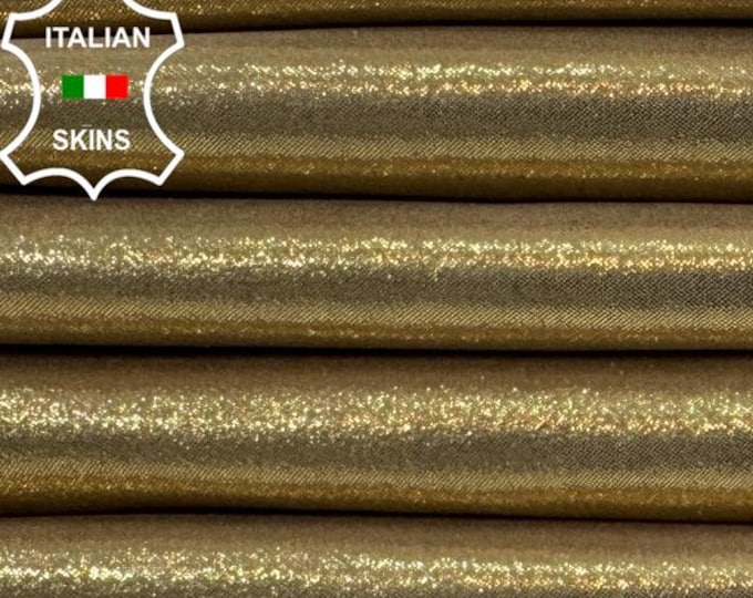 Delivered Duty paid - METALLIC GOLD SHIMMER Soft Italian Lamb leather pack 2 skins total 12sqf 0.7mm #C7377