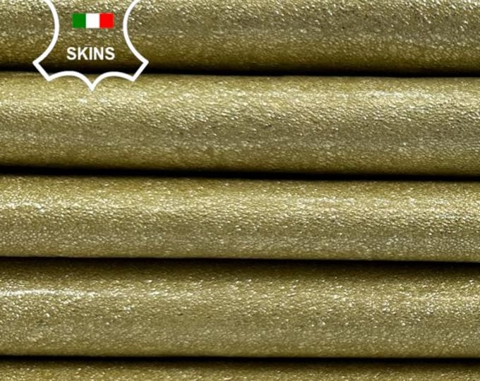 Delivered Duty Paid-PATENT GOLD PEARLISED Italian Goat Leather pack 2 skins total 12sqf 1.0mm #C5513