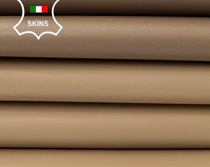 Delivered Duty Paid-2 SHADES BEIGE SMOOTH Italian Goat leather pack 2 skins total 9sqf 0.8mm #C6950
