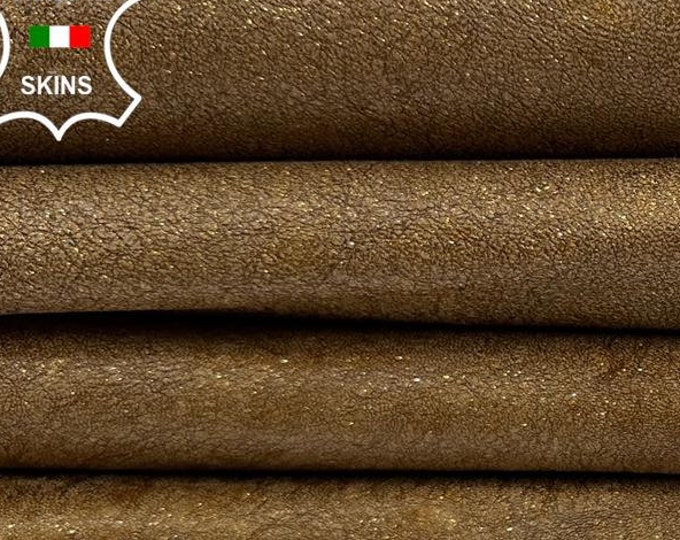 OLD COPPER PEARLIZED Shimmer Coated Rough Vintage Look Thick Italian Goatskin Goat Leather pack 2 hides skins total 12sqf 1.2mm #C3194