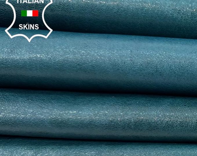 WASHED TEAL ANTIQUED Shiny Vegetable tan Soft Italian Goat leather pack 6 skins total 18sqf 1.0mm #C7503