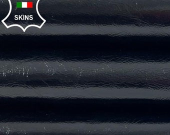 PATENT BLACK Crinkle Shiny Thick Strong Italian Goatskin Goat Leather hide hides skin skins 8sqf 1.1mm #C1529