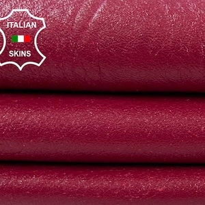 ROSE PINK CRISPY Crinkle Coated Thick Soft Italian Lambskin Lamb Sheep Leather hide hides skin skins 7sqf 1.5mm #C1572