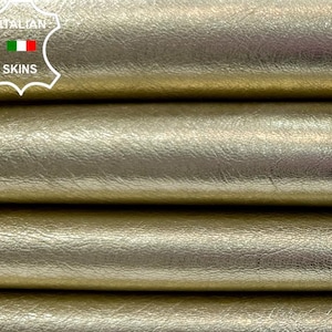 METALLIC LIGHT GOLD Rough Strong Italian Goatskin Goat leather pack 2 hides skins total 8sqf 1.0mm #C3775
