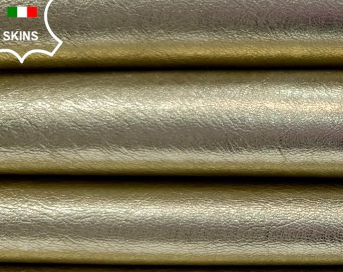 METALLIC LIGHT GOLD Rough Strong Italian Goatskin Goat leather pack 2 hides skins total 8sqf 1.0mm #C3775