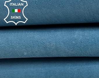 Delivered Duty Paid-BLUE VINTAGE LOOK Rough Strong Italian Goat leather skin 5sqf 0.9mm #C5462