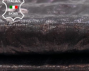 METALLIC EGGPLANT Wrinkled Antiqued Lizard Reptile Print On Italian Goatskin Goat Leather hide hides skin skins 5+sqf 0.9mm #C2567