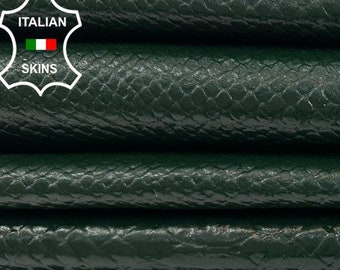 FOREST GREEN SNAKE Print On Thin Soft Italian Lambskin Sheep Lamb Leather pack 2 hides skins total 9+sqf 0.6mm #C3162