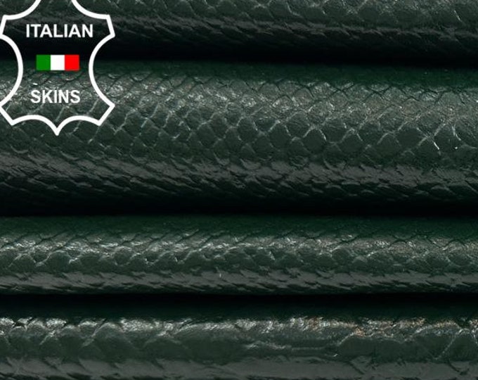 FOREST GREEN SNAKE Print On Thin Soft Italian Lambskin Sheep Lamb Leather pack 2 hides skins total 9+sqf 0.6mm #C3162