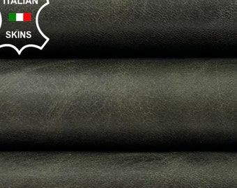 OLIVE ARMY GREEN Vintage Look Vegetable Tan Soft Italian Lambskin Lamb Sheep Leather hide hides skin skins 5+sqf 1.0mm #C1245