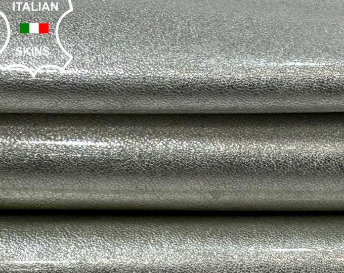 PATENT METALLIC PLATINUM Thick Strong Goat leather skin 5+sqf 1.1mm #C7417
