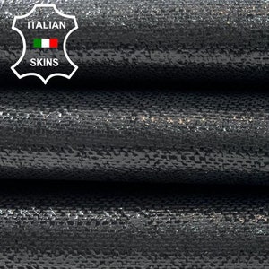 ANTHRACITE SHINY CANVAS Print On Crinkled Italian Goatskin Goat Leather hide hides skin skins 5sqf 0.9mm #C1914