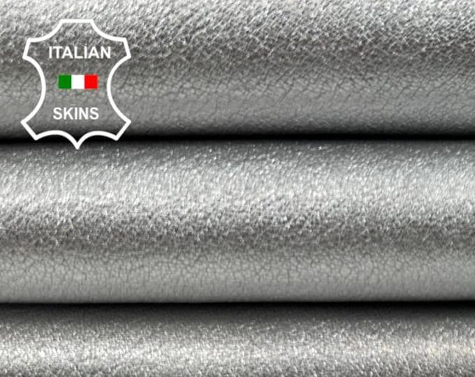 METALLIC SILVER ROUGH Thick Italian Goatskin Goat leather hide hides skin skins 4+sqf 1.3mm #C5598