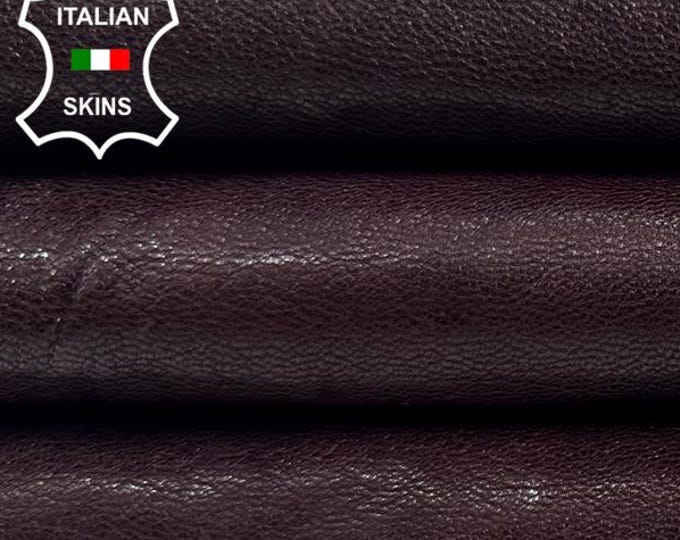 BURGUNDY ANTIQUED RUSTIC Look Shiny Vegetable Tan Thick Italian Goatskin Goat Leather hide hides skin skins 4sqf 1.3mm #C4907