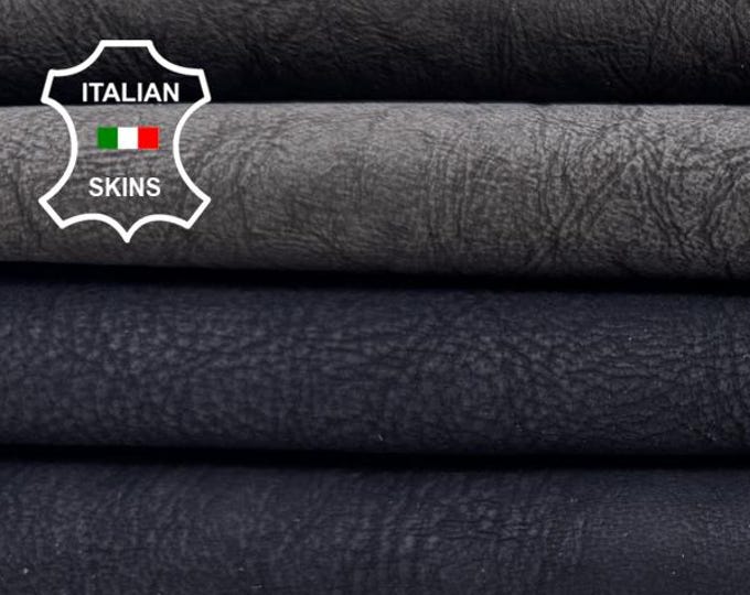 BLUE & GREY Washed Vegetable Tan Vintage Look Thick Italian Goat leather pack 2 skins total 5sqf 1.1mm #C7292