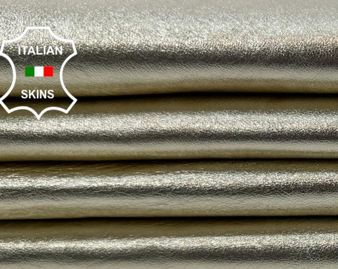 Delivered Duty paid - METALLIC LIGHT GOLD Soft Italian Lamb leather pack 2 skins total 10sqf 0.9mm #C7622