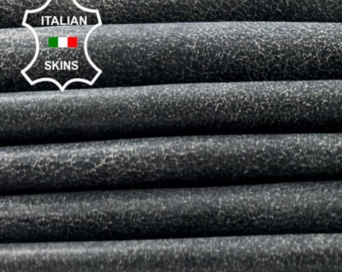 DARK GREY Vintage Look Thin Soft Italian Lambskin Sheep Lamb leather pack 4 hides skins total 25+sqf 0.4mm #C5325