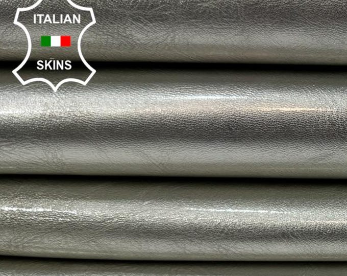 Delivered Duty paid - METALLIC PLATINUM PATENT Shiny Strong Italian Goat leather pack 2 skins total 10+sqf 0.9mm #C7656