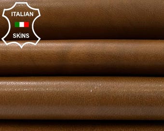 Delivered Duty Paid-TAN BROWN DISTRESSED Soft Italian Lamb leather pack 18 skins total 100+sqf 0.8mm #C4077