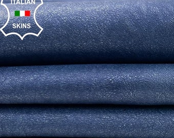 DENIM BLUE WASHED Coated Rough Vintage Look Thick Soft Italian Lambskin Sheep Lamb Leather pack 2 hides skins total 12sqf 1.1mm #C3359