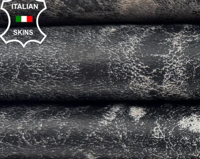 Delivered Duty Paid-DARK GREY VINTAGE Distressed Antiqued Look Thick Soft Italian Lambskin Lamb leather skin9+sqf 1.1mm #C6593