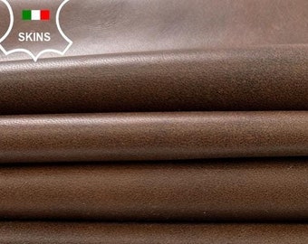 BROWN DISTRESSED Soft Italian Lambskin Sheep Lamb Leather pack 2 skins total 10sqf 0.9mm #C2788