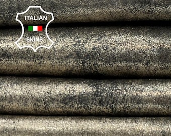 Delivered Duty Paid-METALLIC ANTIQUED PLATINUM Distressed Soft Italian Lambskin Sheep Lamb Leather skin 7+sqf 0.7mm #C5471