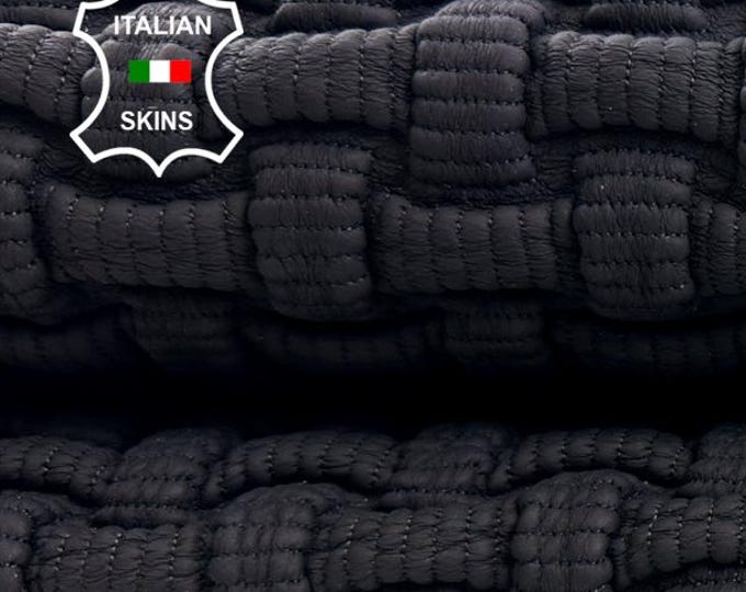 BLACK TEXTURED Thick Italian Lambskin Sheep Lamb leather pack total of 2 skins 18"x35" 2.0mm #C4100