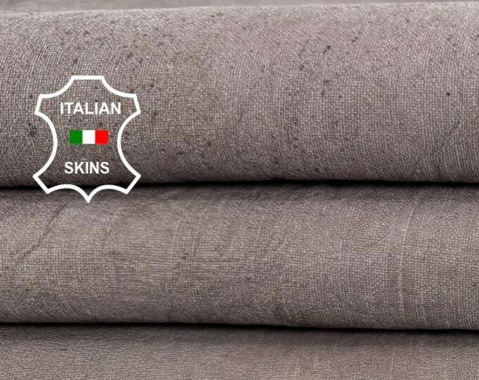 Delivered Duty paid - WASHED WALNUT Lines Engraved Vegetable Tan Soft Italian STRETCH Backed Lamb Leather skin 6sqf 0.9mm #C7797