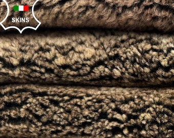 BROWN DISTRESSED TOSCAN Hair On sheepskin Lamb shearling fur hairy sheep Italian leather 22"x33" 2 hides skins total 8+sqf  #C4790