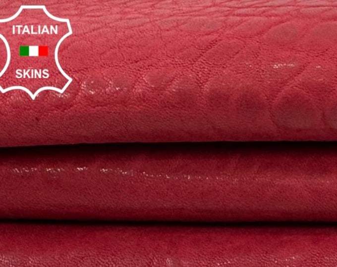 BRIC RED GRAINY Antiqued Vegetable Tan Thick Italian Lamb leather skin 4+sqf 1.5mm #C7381