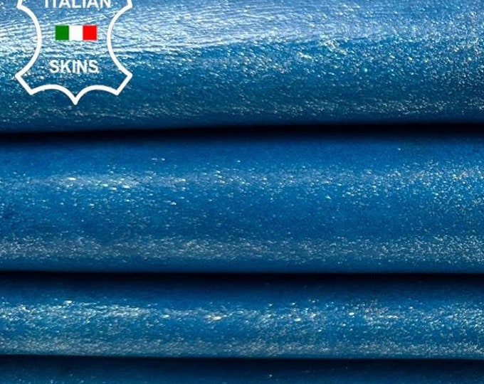 ELECTRIC BLUE PEARLIZED Distressed Vintage Look Italian Goatskin Goat Leather pack 2 hides skins total 8+sqf 0.8mm #C2506