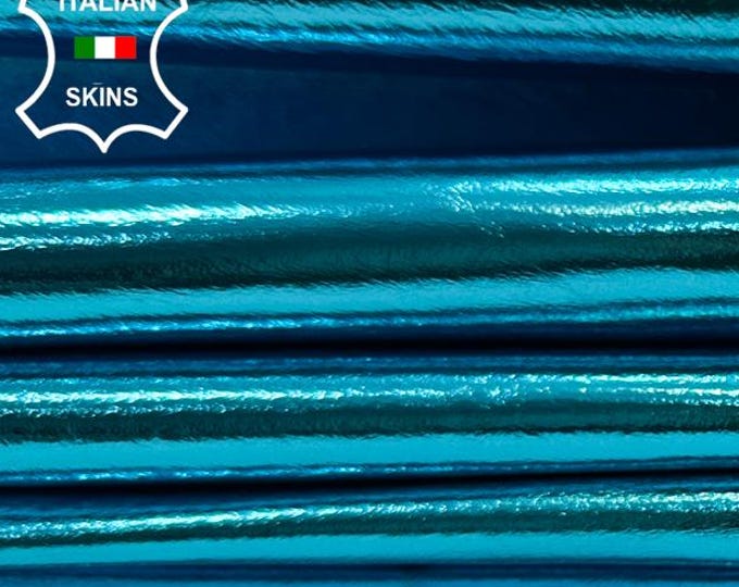 METALLIC TURQUOISE BLUE Crinkled Soft Italian Lambskin Sheep Lamb leather pack 2 hides total 8sqf 0.9mm #C5130