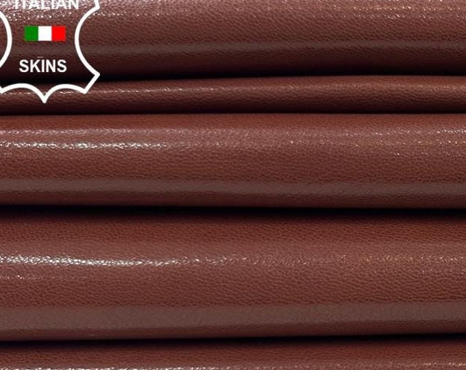 REDDISH BROWN SHINY Italian Goatskin Goat Leather pack 5 hides skins total 20+sqf 0.7mm #C3280