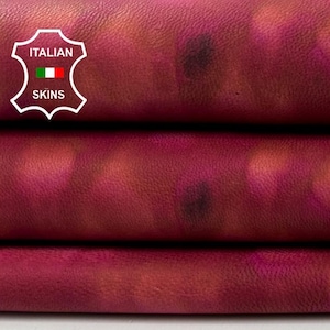WINE PRINTED On Thick Soft Italian Lambskin Sheep Lamb leather hide hides skin skins 5sqf 1.2mm #C4383