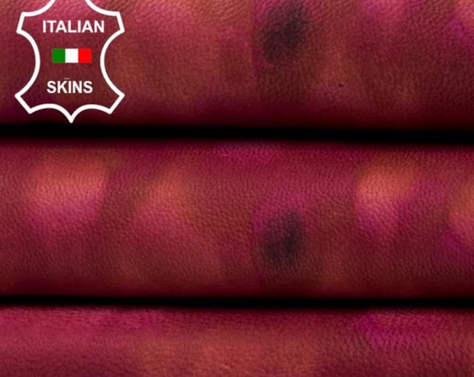 WINE PRINTED On Thick Soft Italian Lambskin Sheep Lamb leather hide hides skin skins 5sqf 1.2mm #C4383