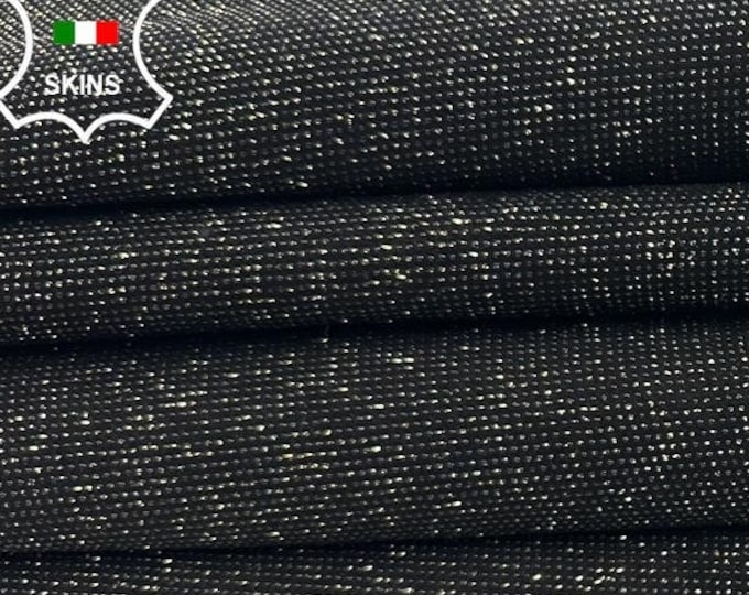 METALLIC GOLD SHIMMER Print On Black Thick Italian Goatskin Goat Leather pack 2 hides skins total 6sqf 1.3mm #C2716